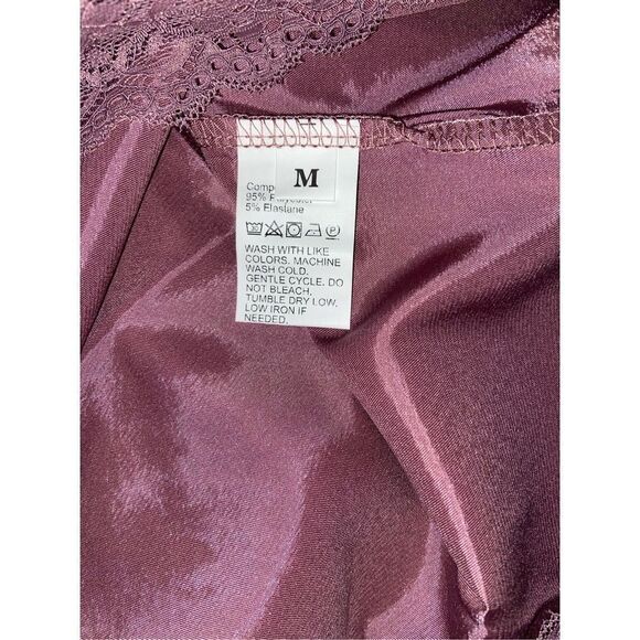 Boutique Sexy V-Neck Lace Trim Satin Chemise Cami Teddy Nightgown - Picture 6 of 7